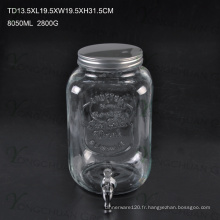 High Qualtiy 10L Glass Juice Beverage Ice Cold Jar avec robinet / Big Capacity Glass Mason Jar with Scale
